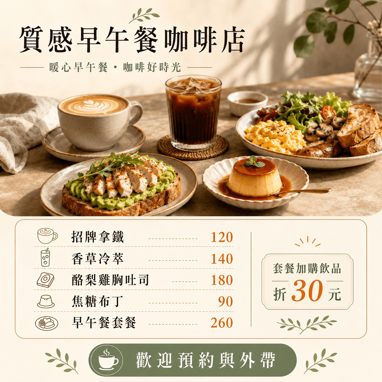 菜單服務清單素材示意